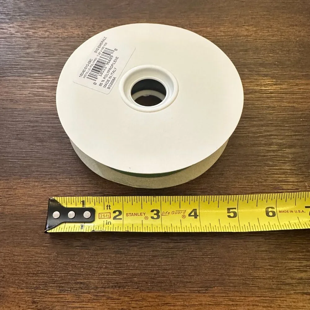 RELIANT RIBBON Large Roll Emerald Green Metallic Polypropylene 1.25